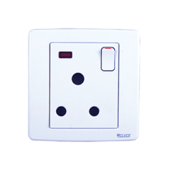 CLICK-PRIME-3 PIN ROUND SOCKET WITH SWITCH,15A