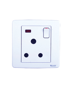 CLICK-PRIME-3 PIN ROUND SOCKET WITH SWITCH,15A