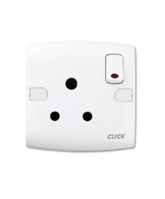 CLICK-TOUCH-3 PIN ROUND SOCKET WITH SWITCH,15A	