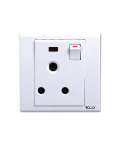 CLICK-TULIP-3 PIN ROUND SOCKET WITH SWITCH,15A	