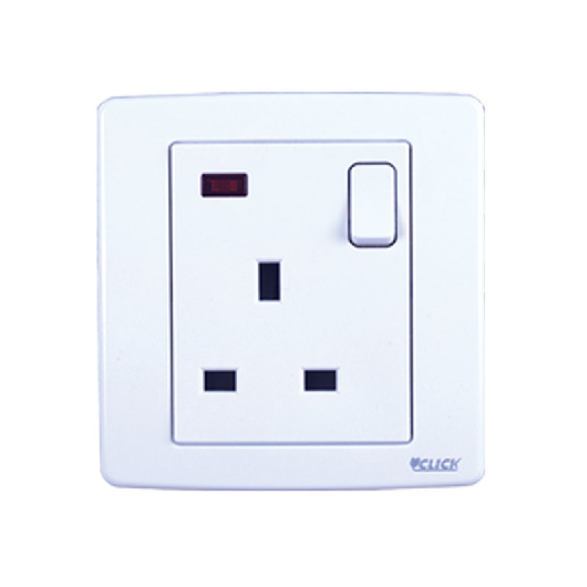 CLICK-PRIME-3 PIN FLAT SOCKET WITH SWITCH,13A	