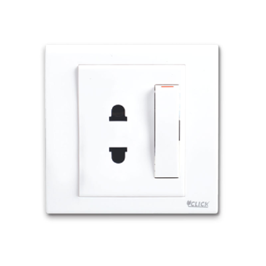 CLICK-TULIP-2 PIN SOCKET WITH SWITCH,10A	