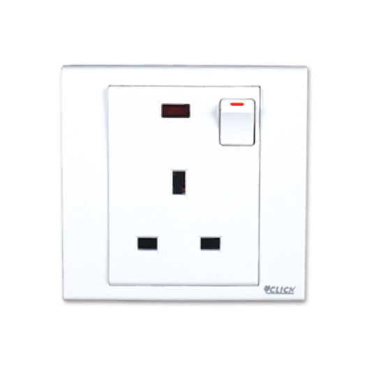 CLICK-TULIP-3 PIN FLAT SOCKET WITH SWITCH,13A	